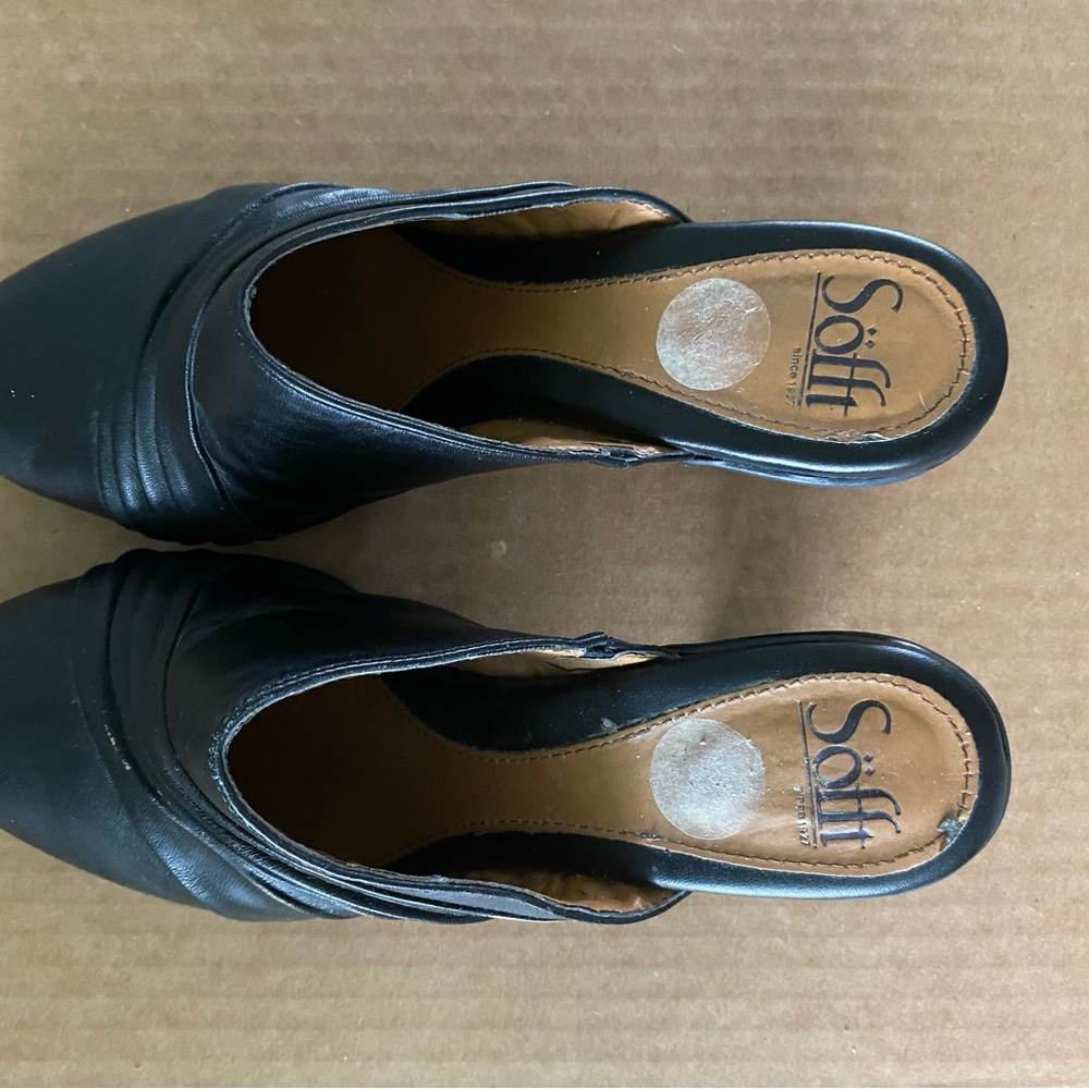 Sofft Black Leather Mules with Open Back